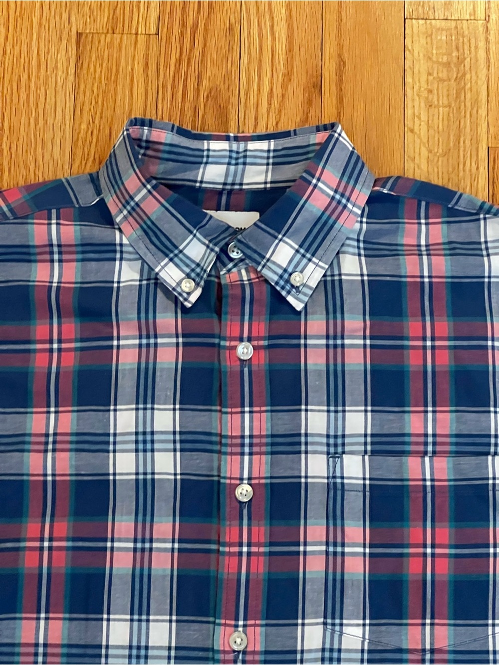 Sonoma Pink, Navy & White Plaid Button-Down Shirt Size M